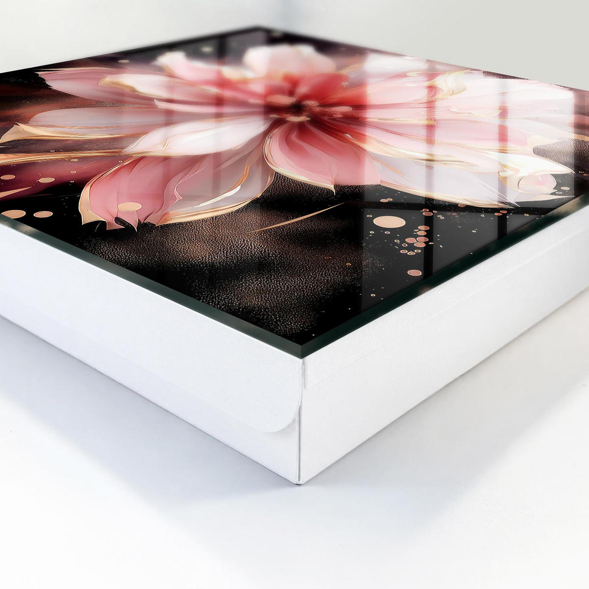 SCHLÜSSELBOX Weiß 30x30 cm – Türöffnung nach rechts - Rosa Blume - Pink, Metall (30/30/5cm) - TULUP