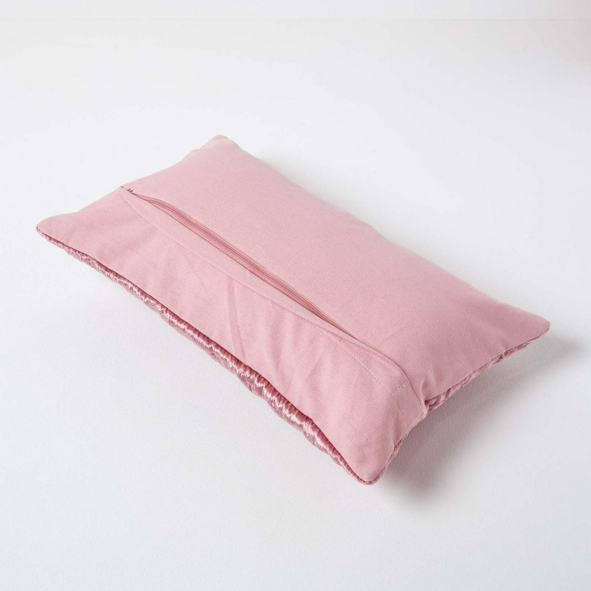 KISSENHÜLLE Pannesamt bestickt 30/50 cm - Altrosa, Textil (30/50cm) - Homescapes