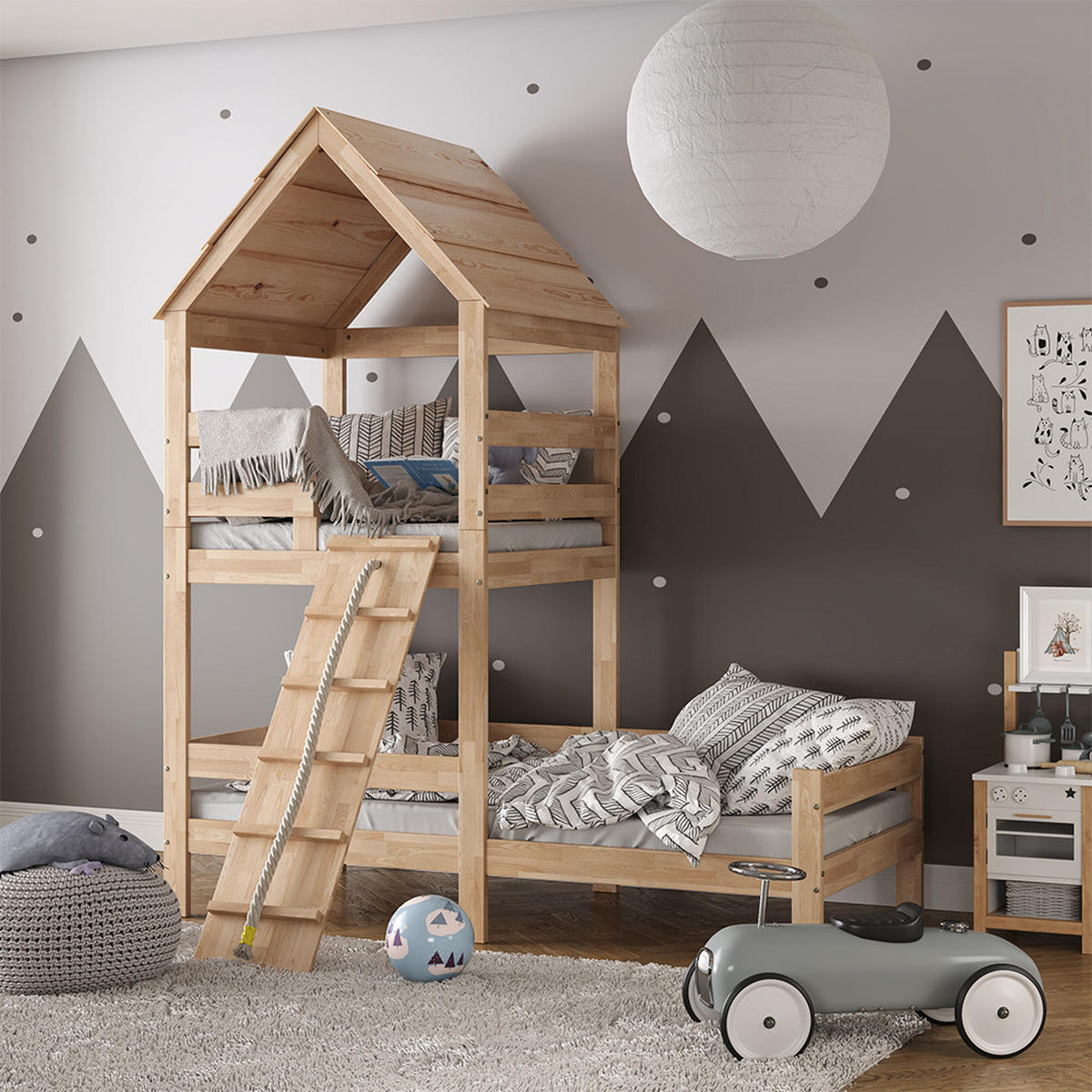 DOMÁCA POSTEĽ Teddy Hnedá - prírodná farba, drevo (90/200cm) - VitaliSpa