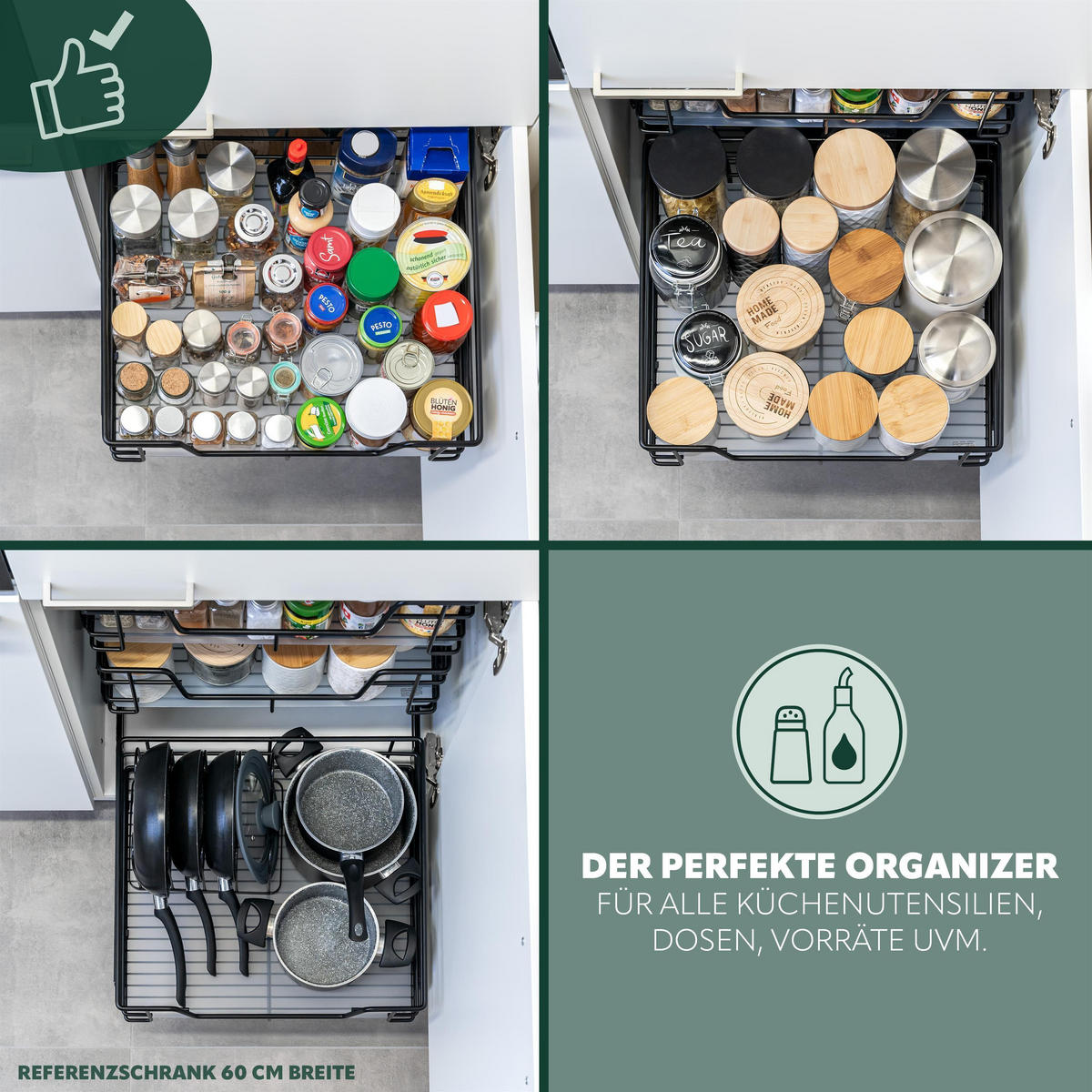 TELESKOPSCHUBLADE, schwarz, Metall - Schwarz, Metall (37/14/44cm) - bremermann