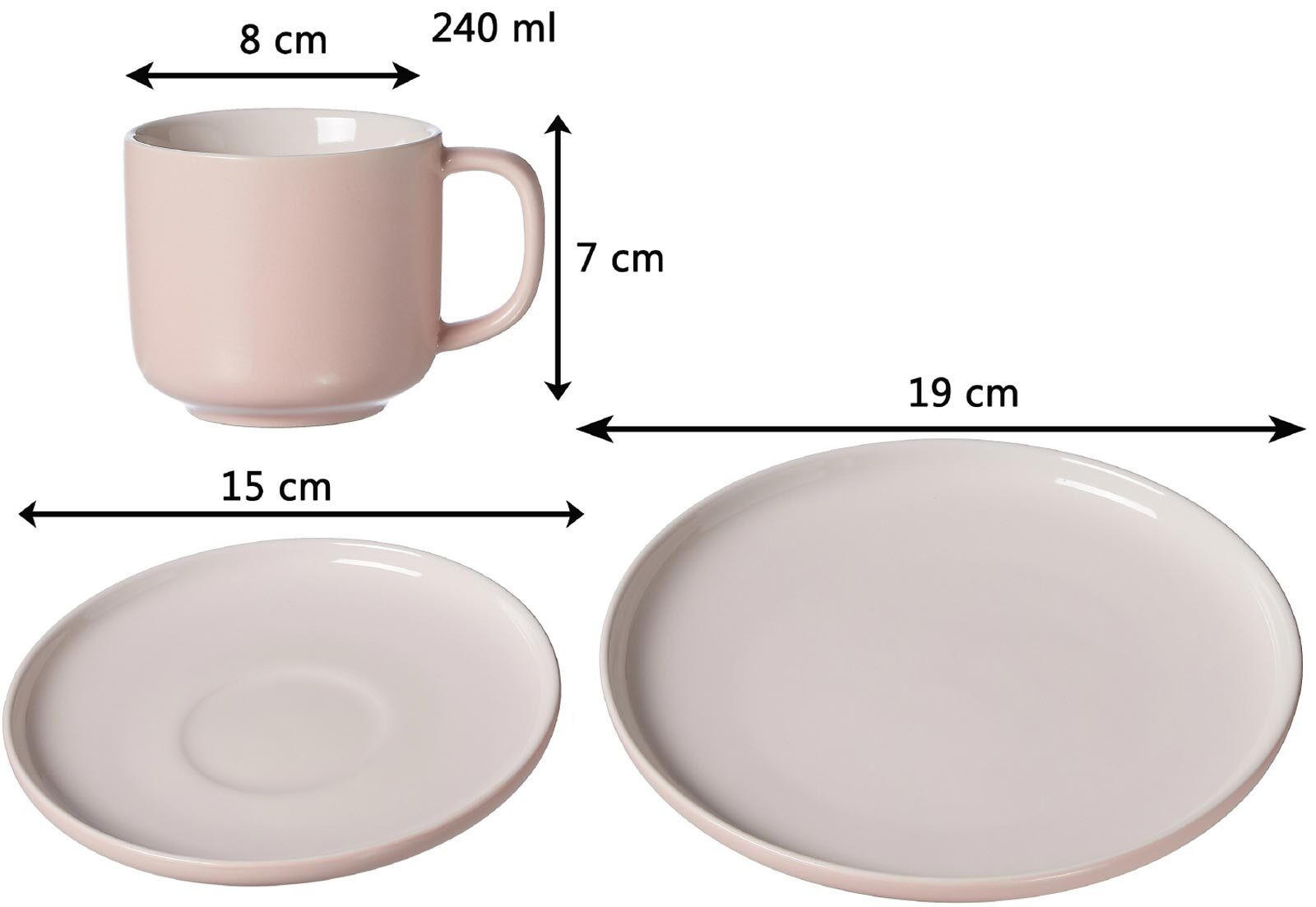KAFFEESERVICE MIT KANNE Jasper rosa 13er Set - Robinienfarben, Keramik (1/1/1cm) - Ritzenhoff Breker