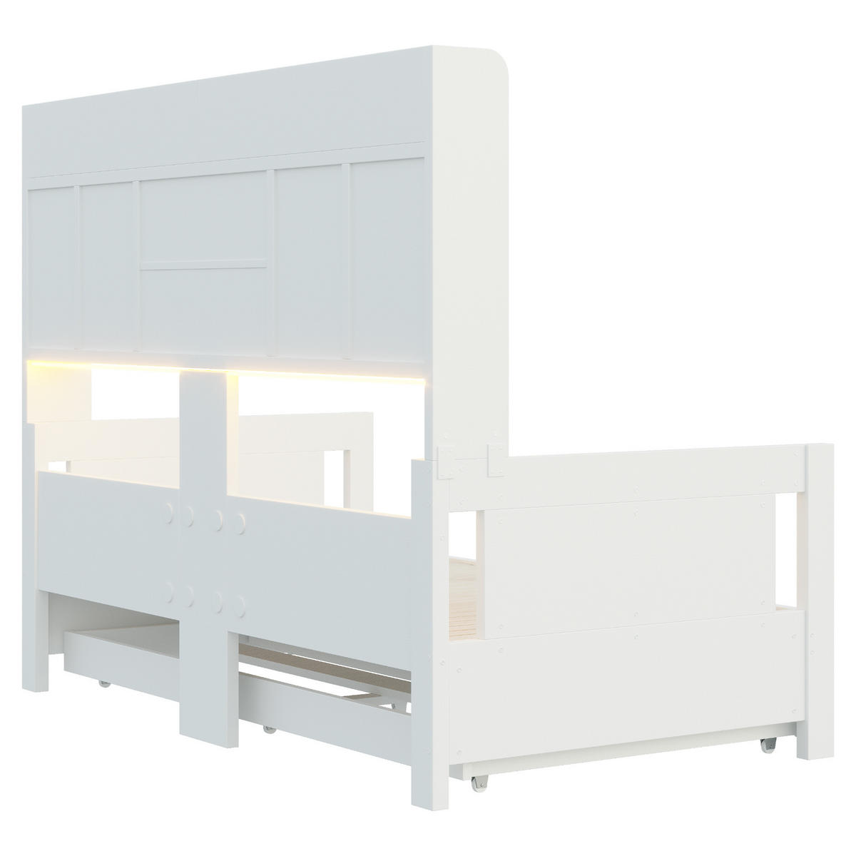 SCHLAFSOFA Holz Ausziehbett LED Stauraum Steckdose Weiß - Weiß, Holz (90/190cm) - FLIEKS