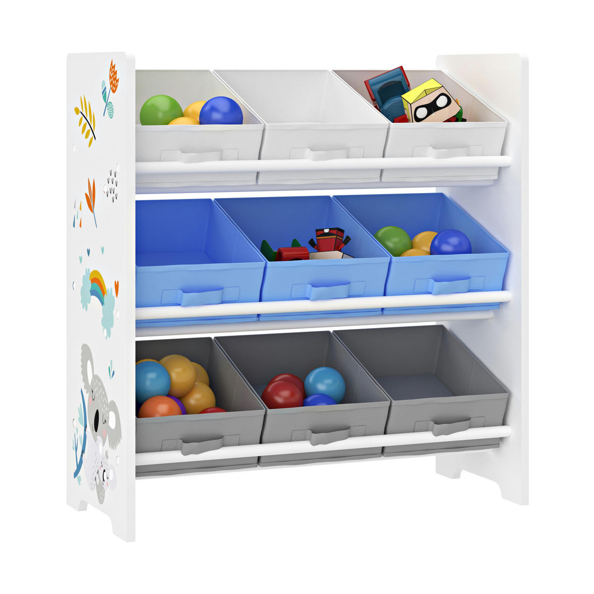 KINDERREGAL Boiro - Blau/Weiß, Holzwerkstoff/Textil (62/59.5/29.5cm) - [en.casa]