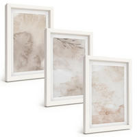BILDER SET 3er Set - 20x30 cm Weißer Rahmen - Verschüttete Boho-Aquarellfarben - Weiß, Kunststoff (20/30cm) - TULUP
