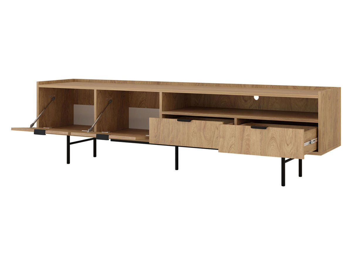 TV-LOWBOARD Edison 200 - Eichefarben/Schwarz, Holzwerkstoff/Metall (200/55/40cm) - MIRJAN24