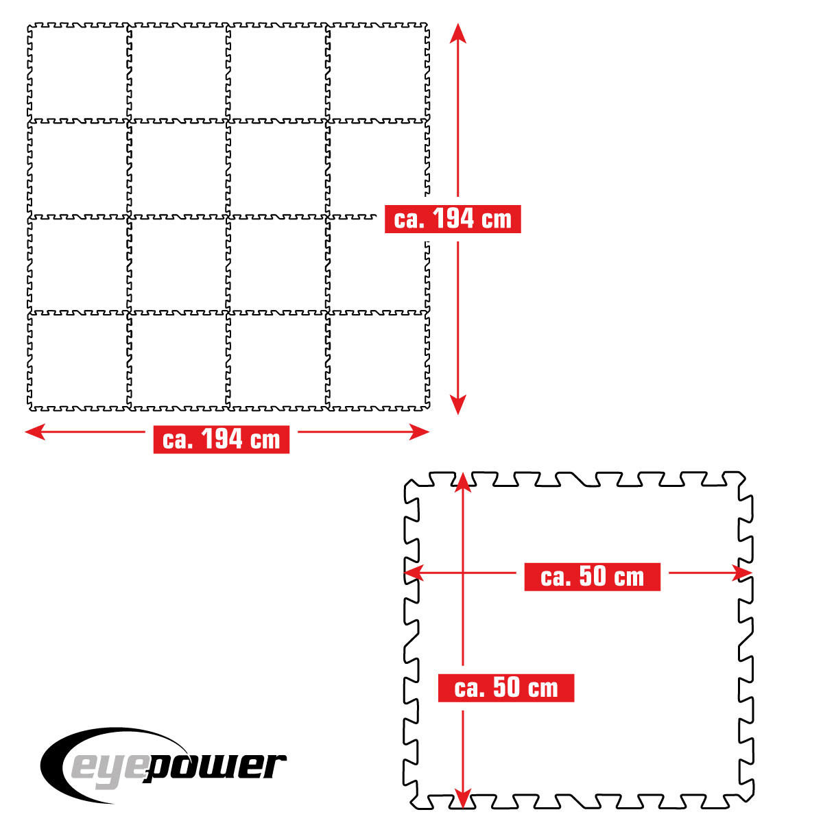 POOLMATTEN 3,8m² 16 EVA Matten 50 cm Blau - Blau, Kunststoff (50/50cm) - eyepower