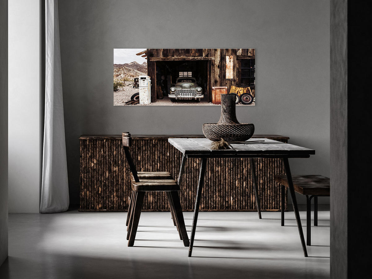 GLASBILD 125x50 cm Oldtimer vintage - Anthrazit, Glas (125/50cm) - artissimo