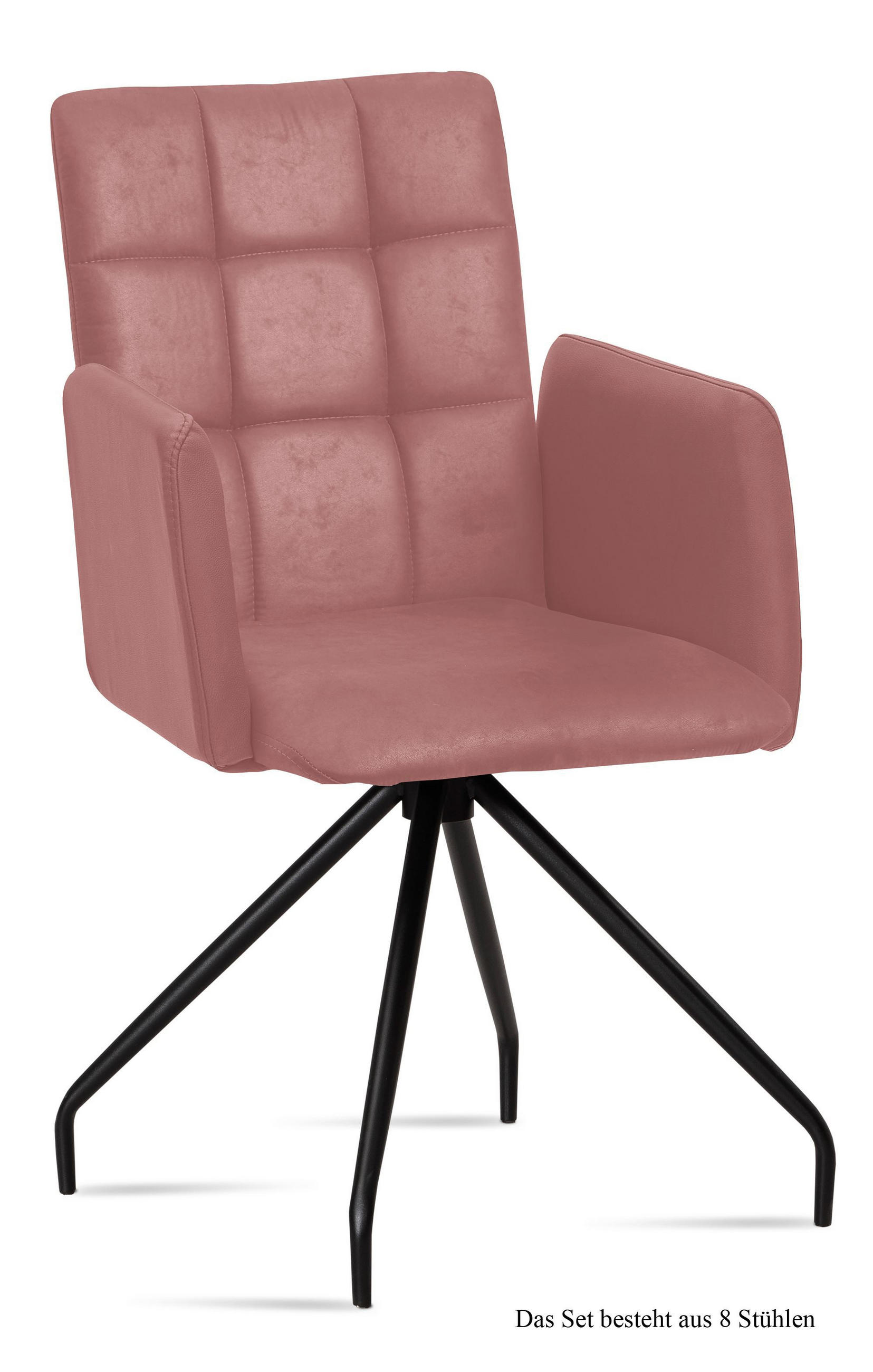 ARMLEHNSTUHL (8er-Set) Devina 52x91x60 Schwarz/Rosewood - Dunkelrosa/Schwarz, Kunststoff (60/91/52cm) - 58aufmkessel