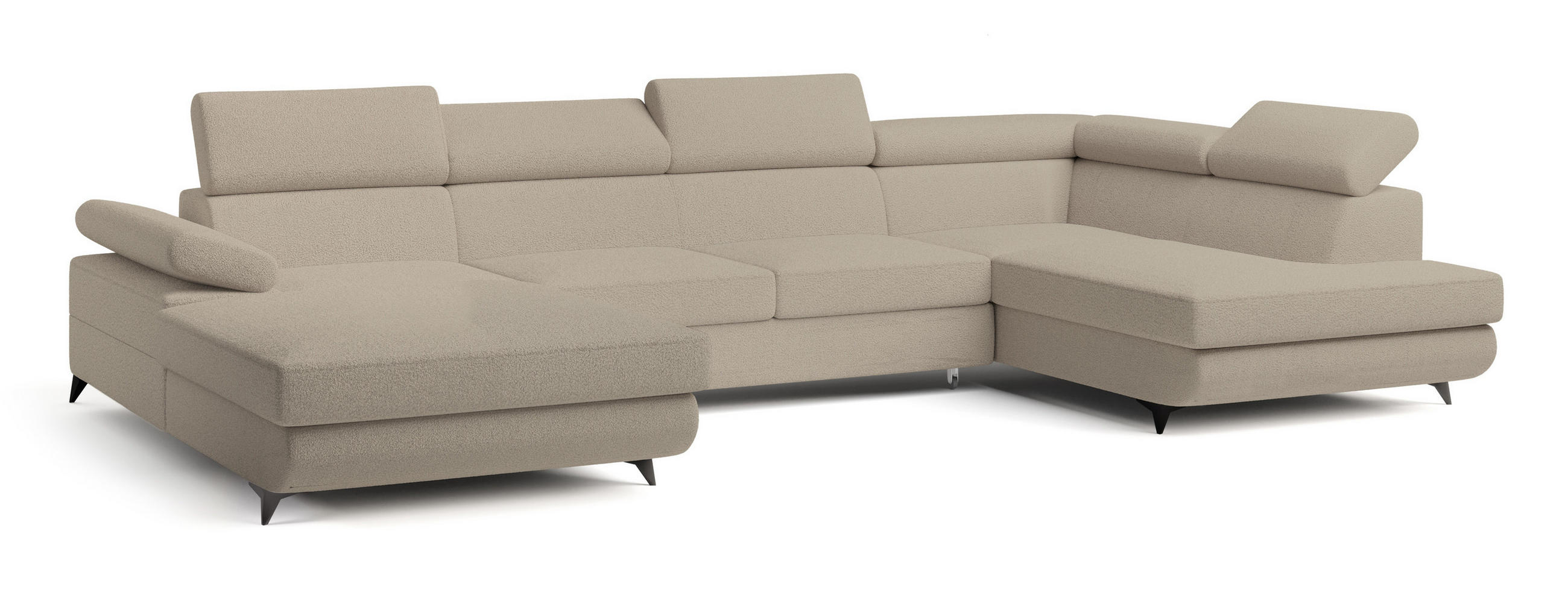 ROHOVÁ SEDAČKA RUBANO béžová - černá/béžová, kov/dřevo (339/190cm) - MASSENO