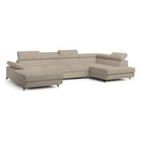 ROHOVÁ SEDAČKA RUBANO béžová - černá/béžová, kov/dřevo (339/190cm) - MASSENO