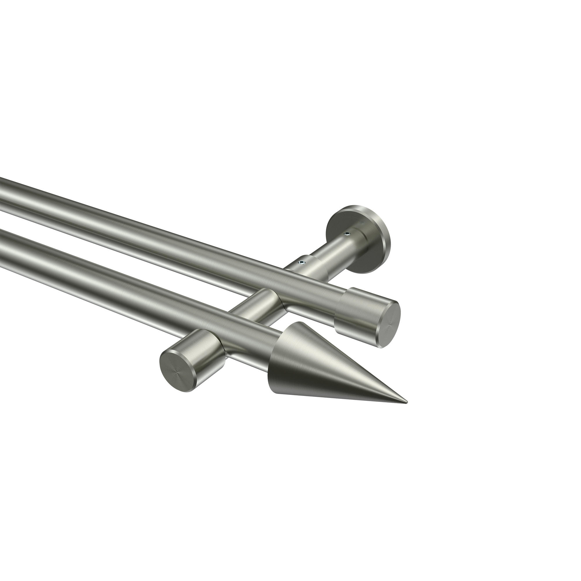 GARDINENSTANGE Prestige Savio 420 cm (geteilt in 3 x 140 cm), 2-läufig (ohne Ringe), 20 mm Ø Edelstahl-Optik - Edelstahlfarben, Metall (420cm) - INTERDECO