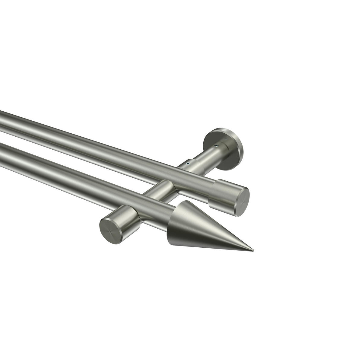 GARDINENSTANGEN-SET Prestige Savio 480 cm (geteilt in 3 x 160 cm), 2-läufig (ohne Ringe), 20 mm Ø Edelstahl-Optik - Edelstahlfarben, Metall (480cm) - INTERDECO