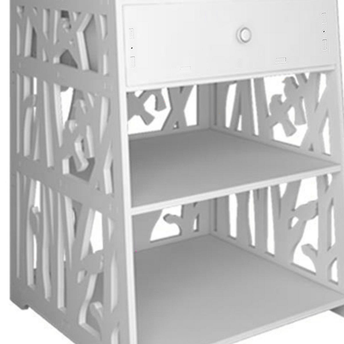 NACHTTISCH 40/30/50 cm Schublade Fächer WPC-Platten Weiß - Weiß, Holzwerkstoff (40/50/30cm) - Livingandhome