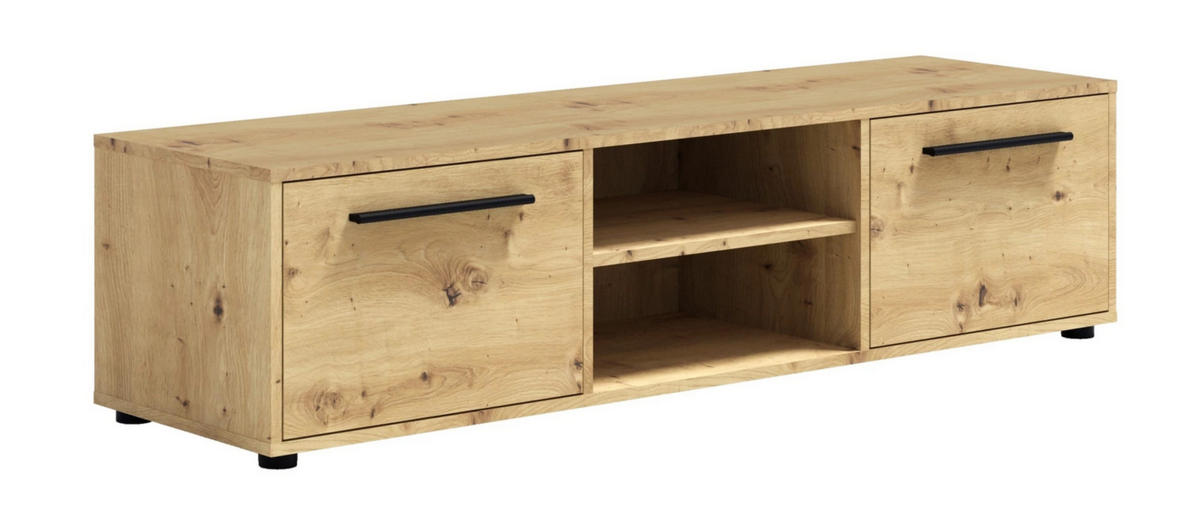 TV-SCHRANK Modena 150cm in der Farbe Eiche Artisan - Schwarz/Eiche Artisan, Holzwerkstoff/Kunststoff (150/38/40cm) - Ravio