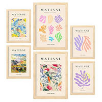 POSTER Set Mit 6 Henri Matisse Vegetation Drucke Des Fauvismus Und Der Abstrakten Kunst Für Innenarchitektur A3 & A4 Rahmen Aus Hellem Holz - Beige, Papier (29/3cm) - Nacnic