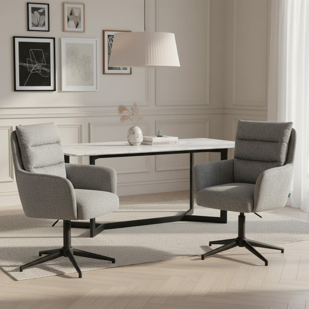 BÜROSTUHL Mika-Romy - Schwarz/Grau, Textil/Metall (59/91/66cm) - DUBI Möbel