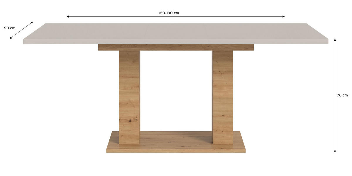 ESSTISCH Velo (B/H/T: ca. 150/76/90 cm) in Artisan Eiche Nachbildung/Kaschmir - Eiche Artisan, Holzwerkstoff (90/150/76cm)