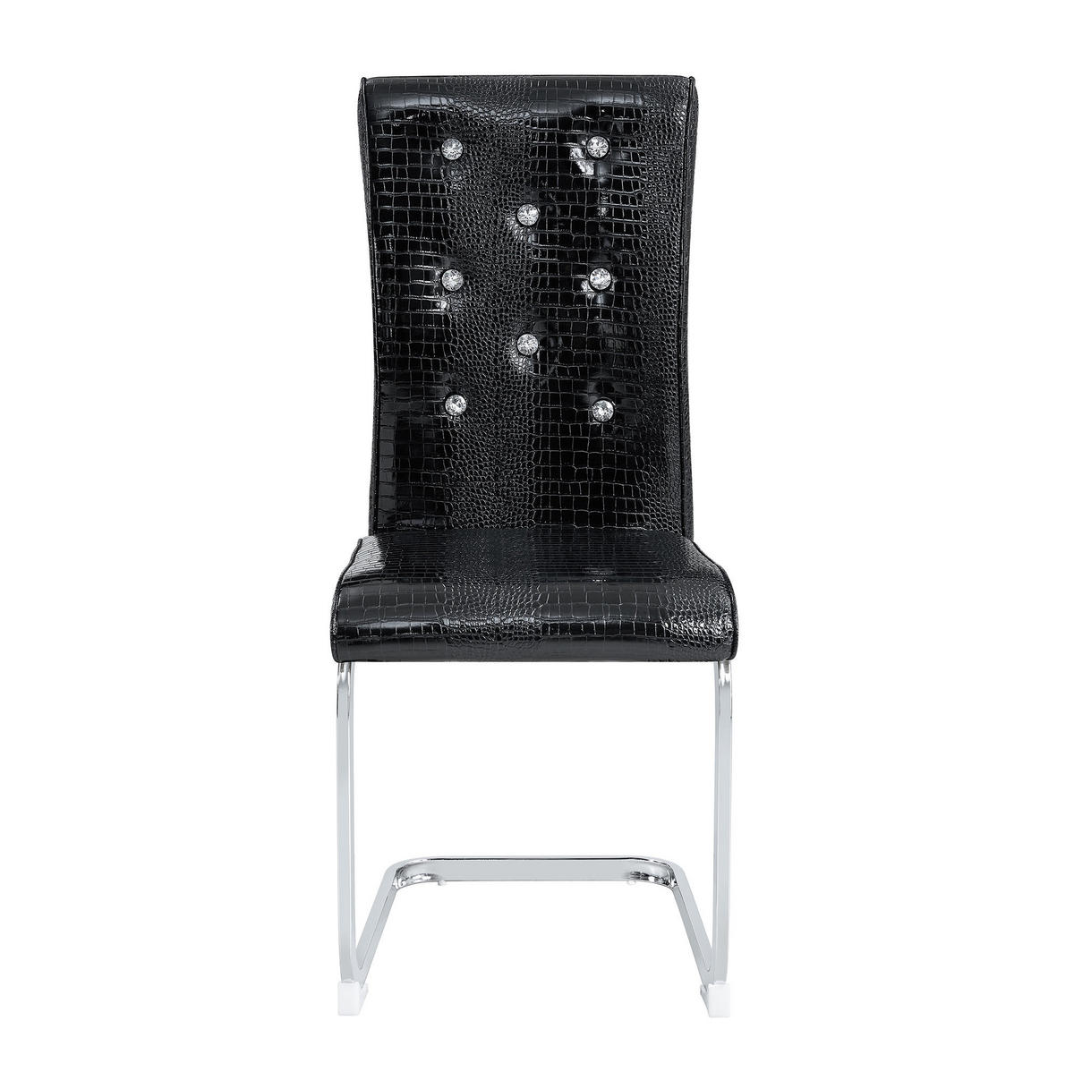 ESSZIMMERSTUHL gepolstert PVC Schwarz Chrom-Metall 2er-Set - Schwarz, Metall (41/101.5/57.1cm) - Meubliv