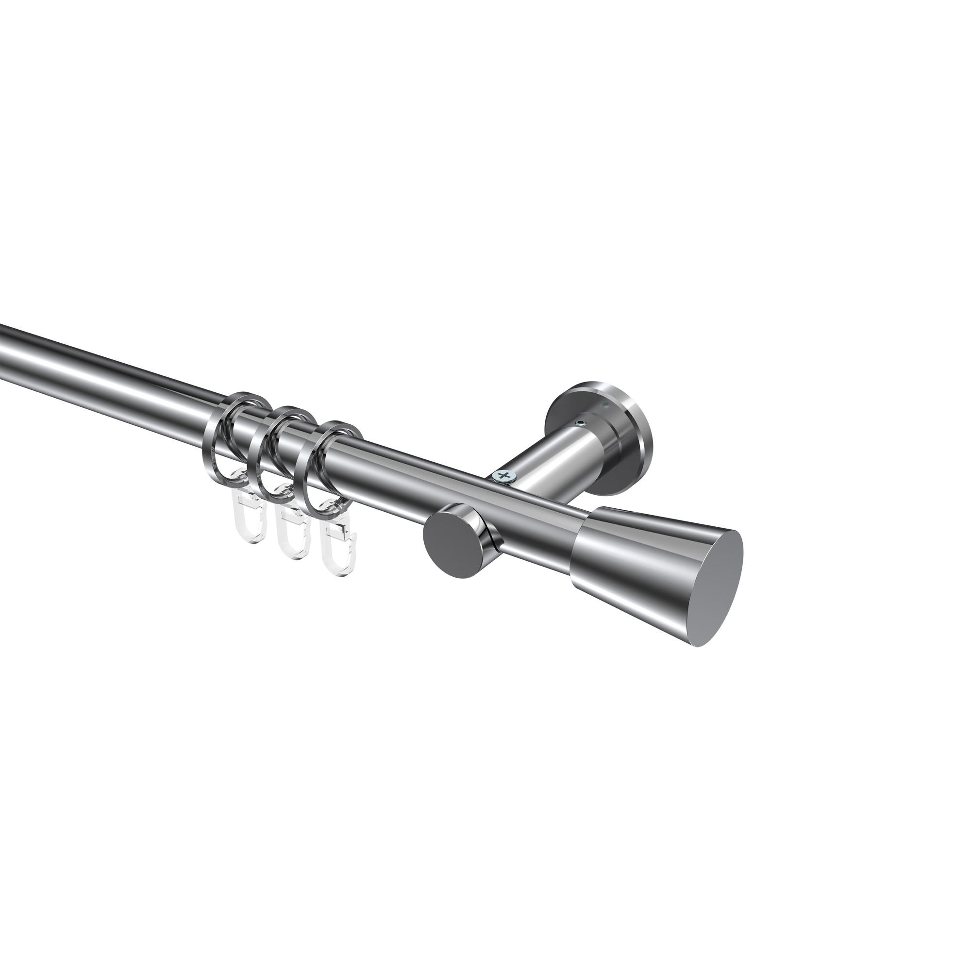 GARDINENSTANGEN-SET Platon Sitra 480 cm (geteilt in 3 x 160 cm), 1-läufig, 20 mm Ø Chrom - Chromfarben, Metall (480cm) - INTERDECO