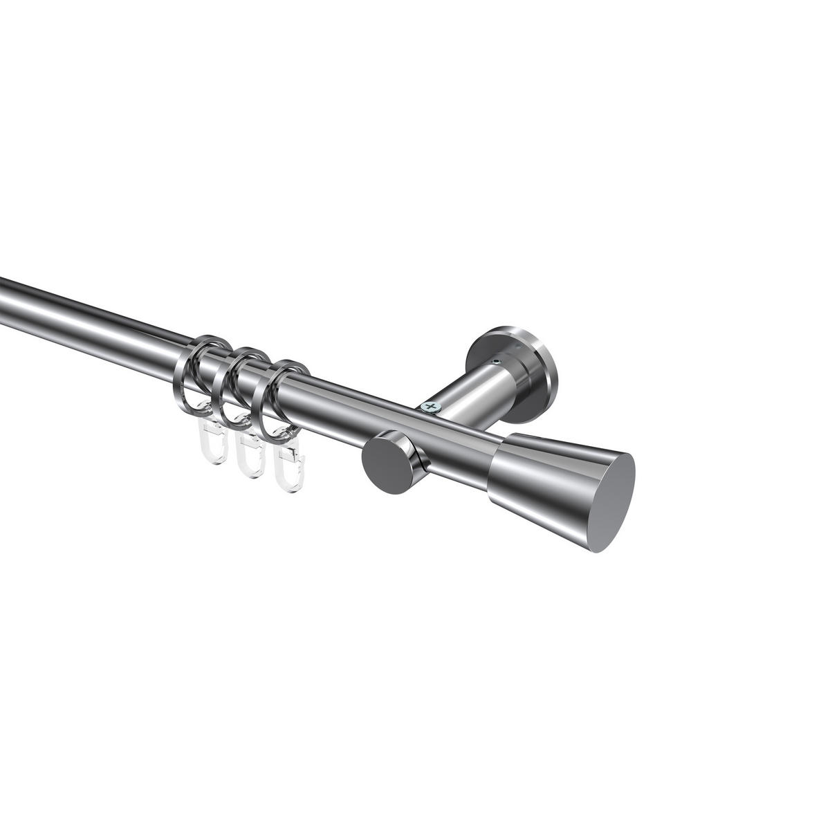GARDINENSTANGEN-SET Platon Sitra 520 cm (geteilt in 4 x 130 cm), 1-läufig, 20 mm Ø Chrom - Chromfarben, Metall (520cm) - INTERDECO