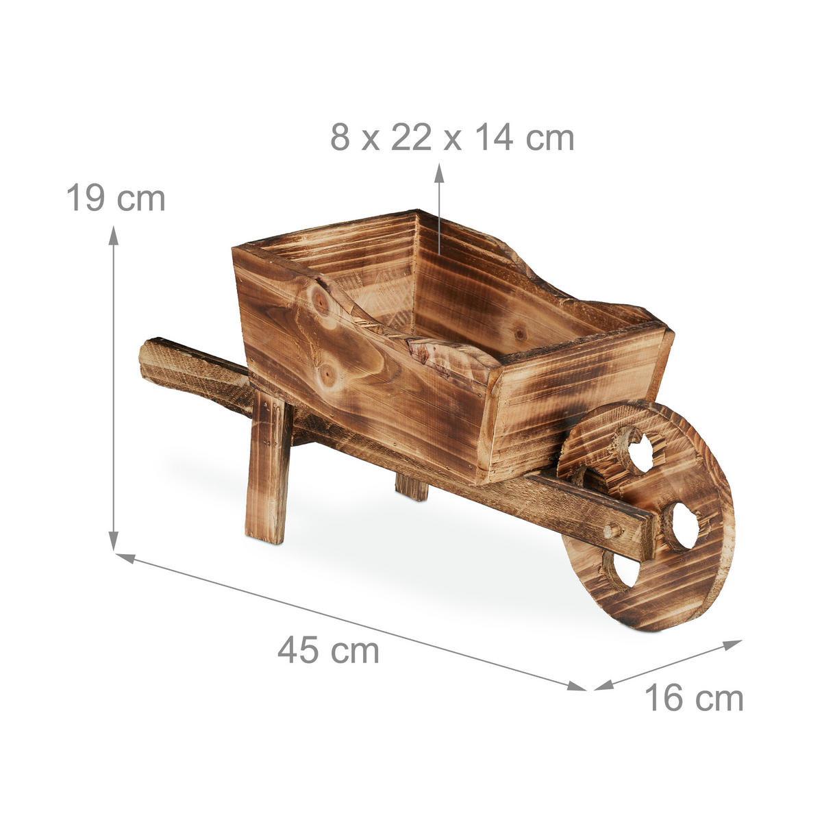 2XPFLANZSCHUBKARRE - Braun, Holz (19/34/22cm) - Relaxdays