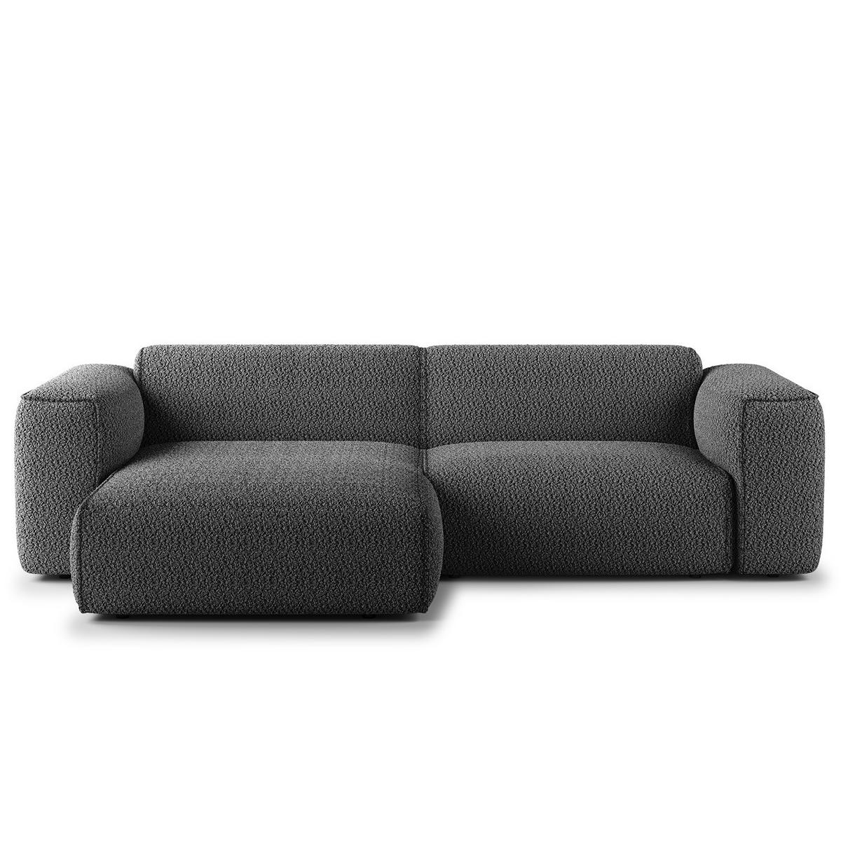 1,5-SITZER ECKSOFA mit Longchair - Anthrazit/Schwarz, Kunststoff/Textil (260/173cm) - home24