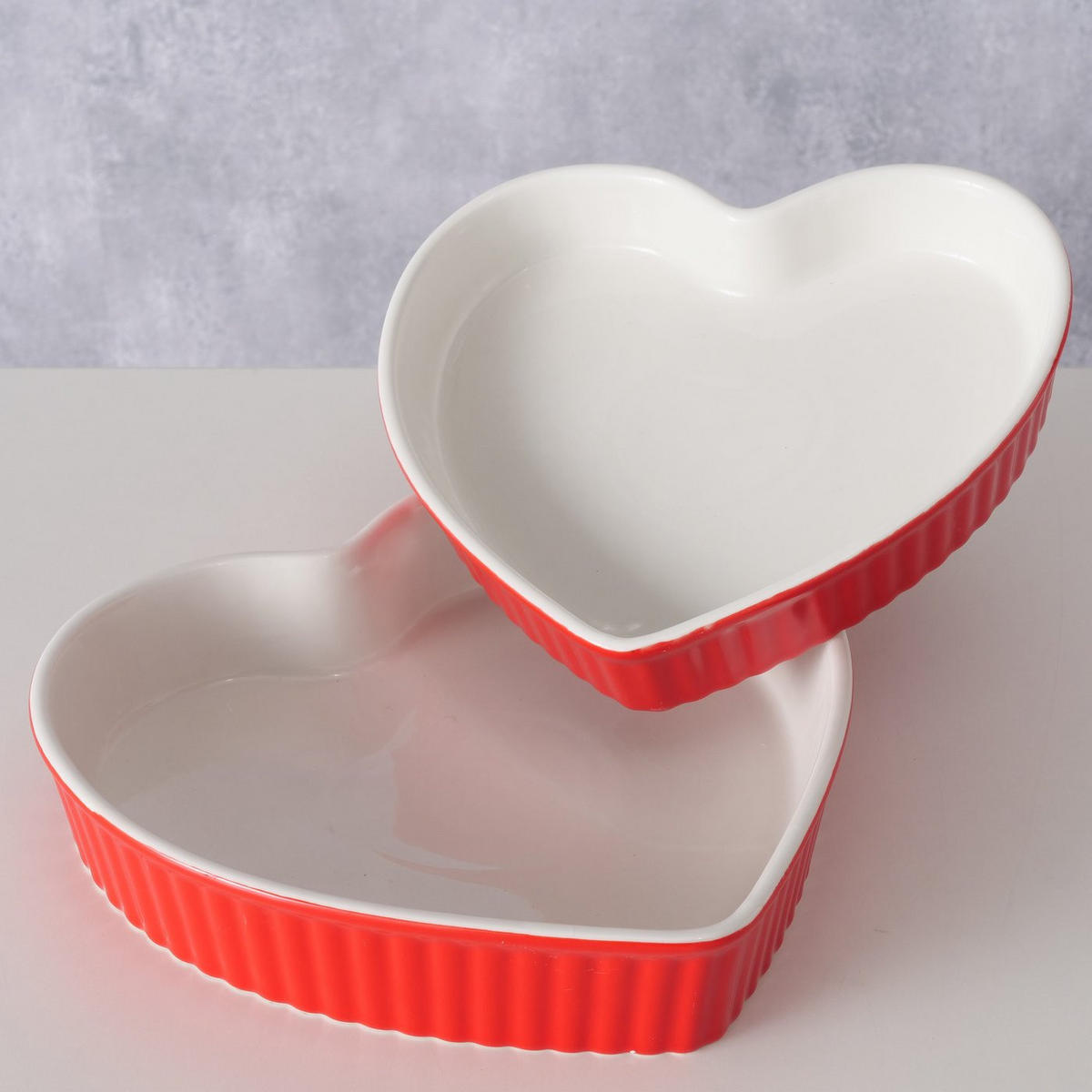 BACKFORMEN Sweetheart 2er-Set Herz - Rot, Keramik (22/4.5/22cm) - Boltze Home