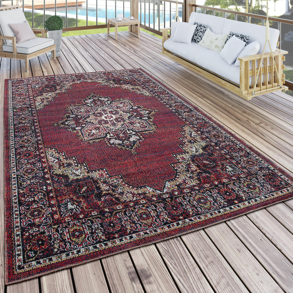 OUTDOORTEPPICH 200/280 cm Artigo 407 - Rot, Textil (200/280cm) - Paco Home