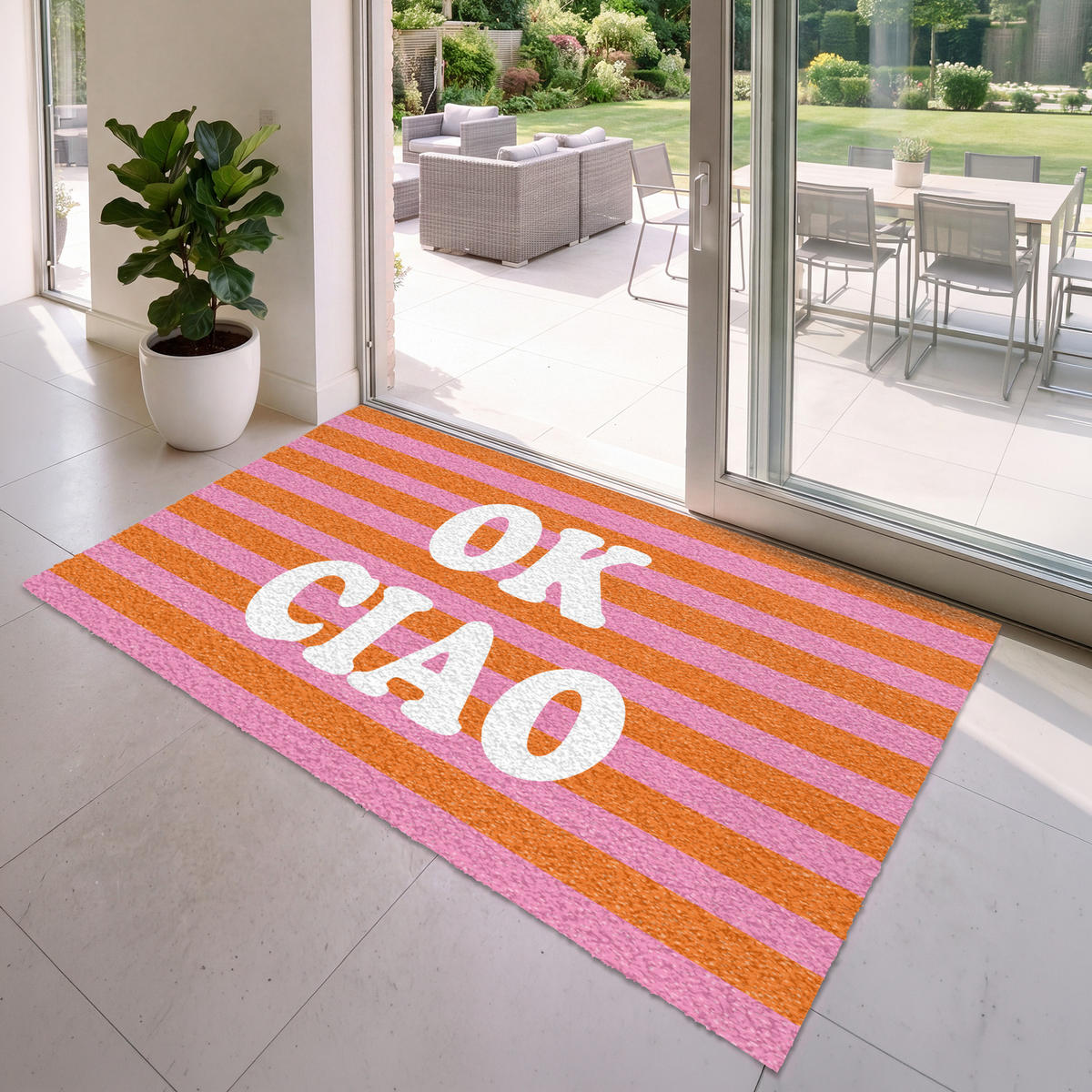 ROHOŽKA Ciao - Citát - Pruhy 180x120 cm - oranžová, plast (180/120cm) - MuchoWow