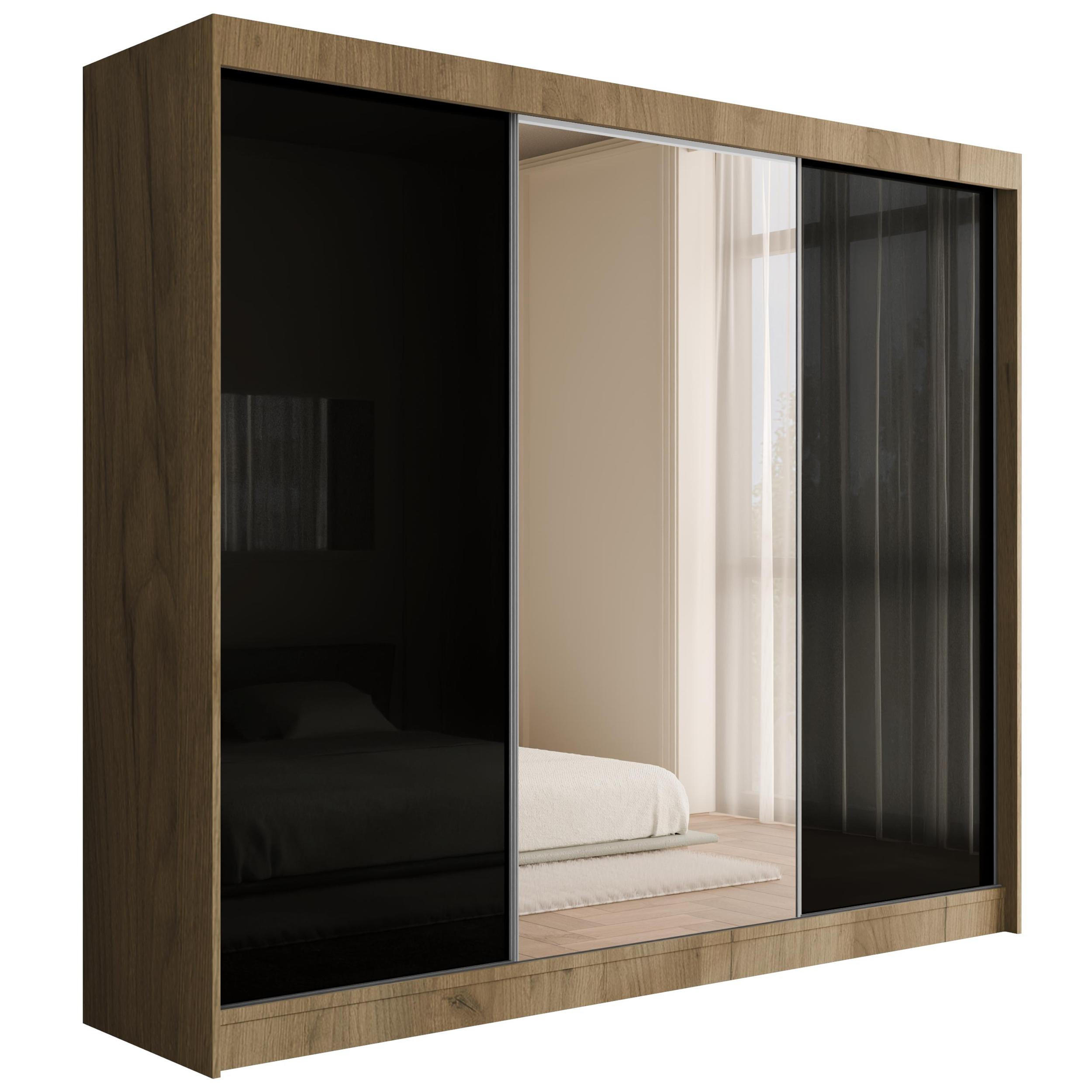 KLEIDERSCHRANK VESLI - 250 cm - Braun|Schwarz - Schwarz/Braun, Holzwerkstoff (250/215/61cm) - ALTDECOR