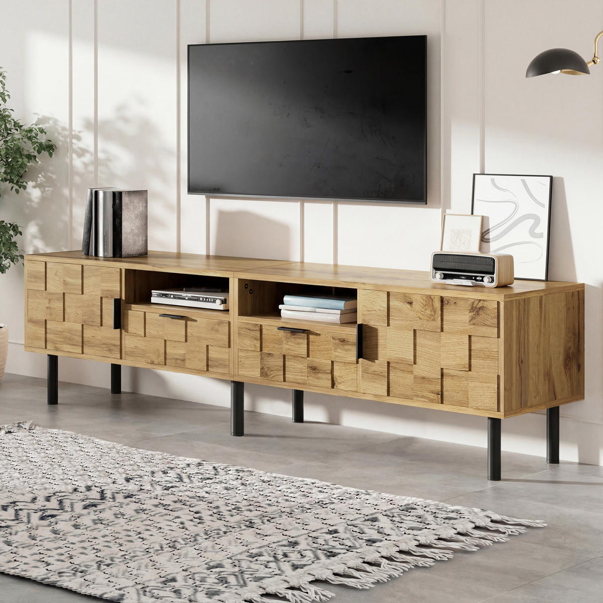 TV-SCHRANK mit 2 Türen und 2 Schubladen 160 cm Holzoptik Natur - Braun, Holzwerkstoff (35/42.5/160cm) - Beauniv