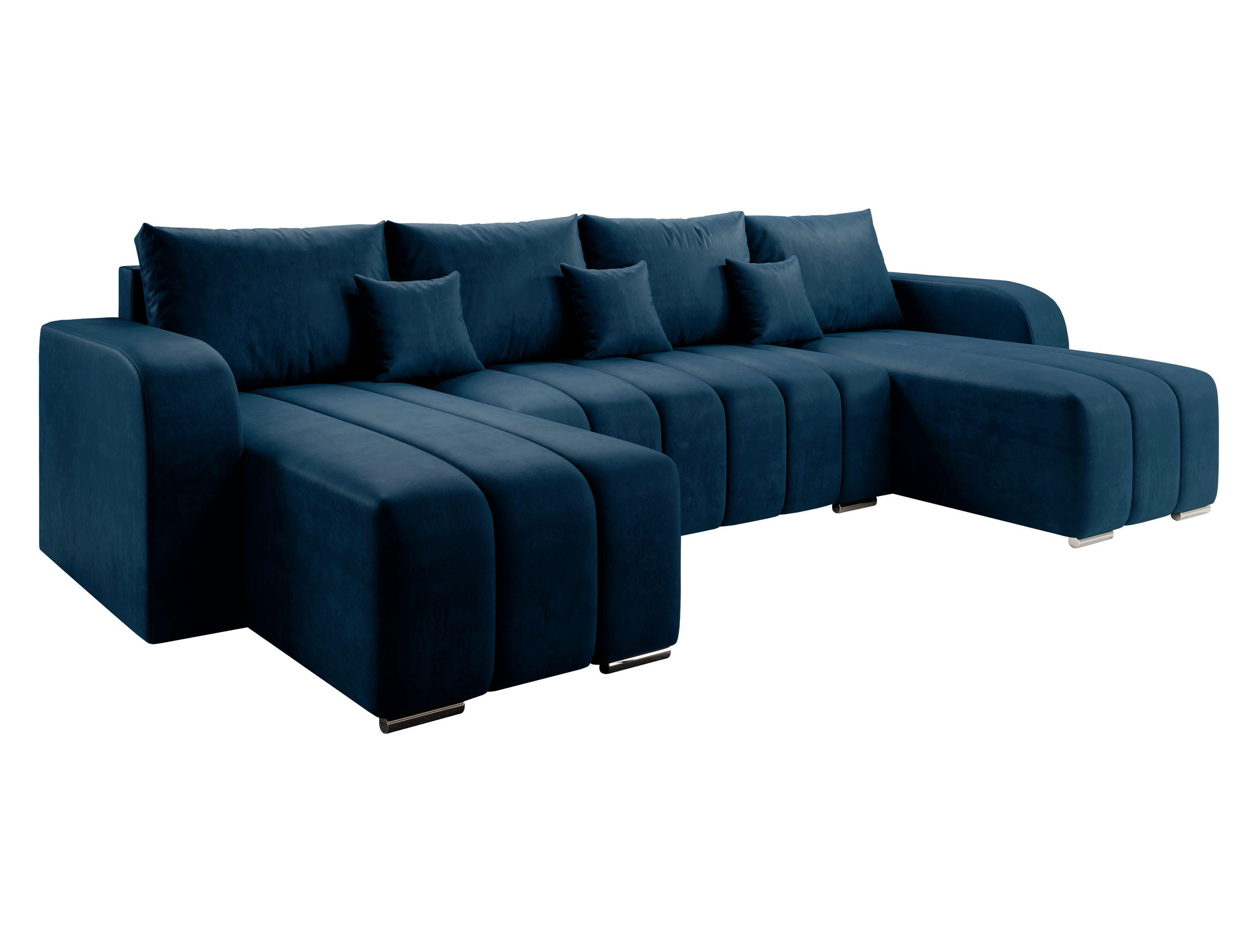 WOHNLANDSCHAFT Pufetto U - Blau/Silberfarben, Holz/Textil (313/86/147cm) - MIRJAN24