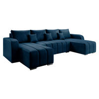 WOHNLANDSCHAFT Pufetto U - Blau/Silberfarben, Holz/Textil (313/86/147cm) - MIRJAN24