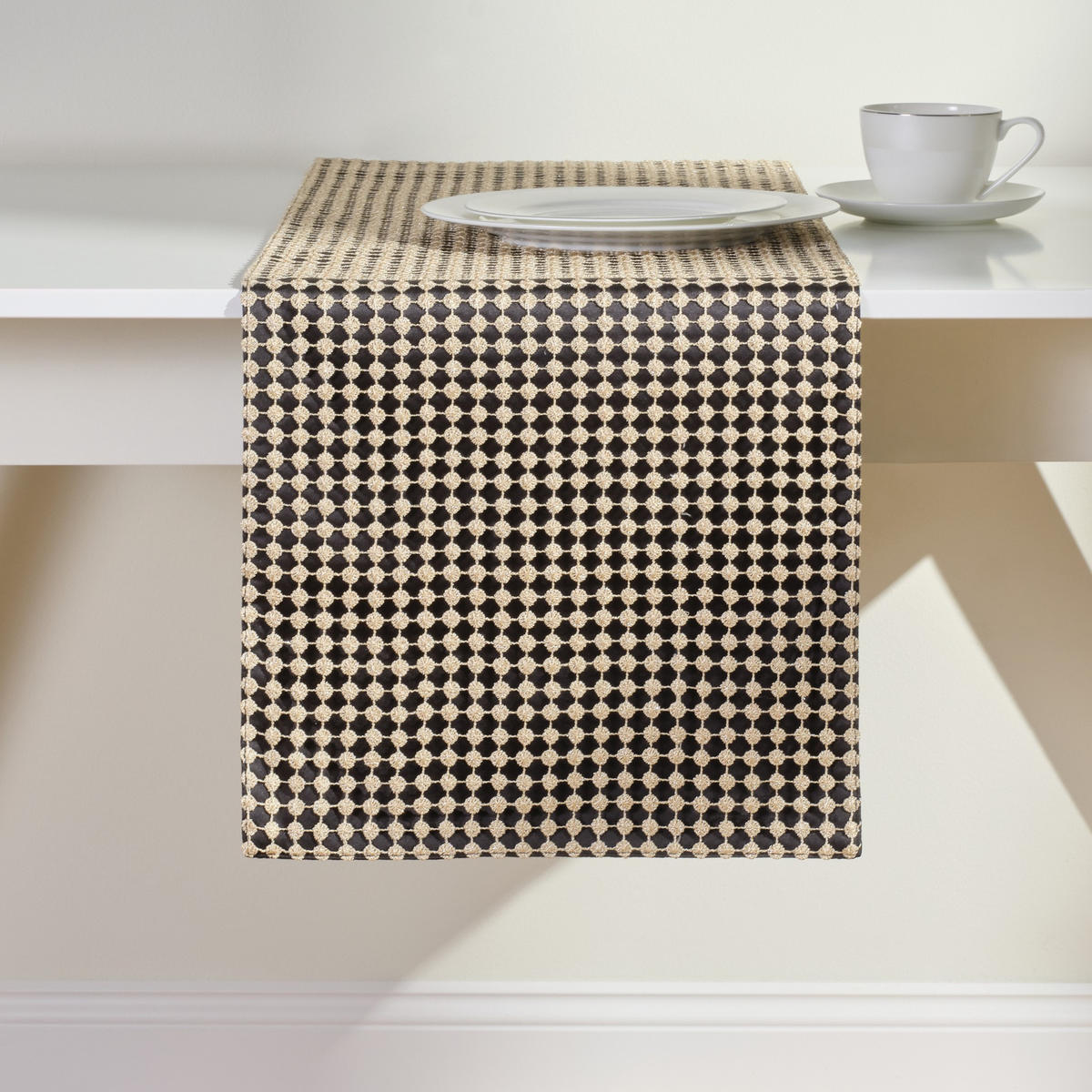 TISCHLÄUFER Antor - Schwarz, Textil (180/35/1cm) - home&you