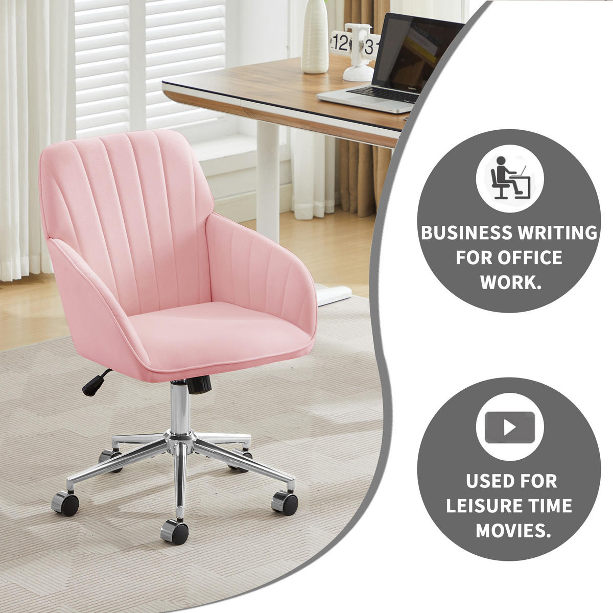 BÜROSTUHL Pink Höhenverstellbar - Pink, Metall (62/97/60cm) - PANGIVO