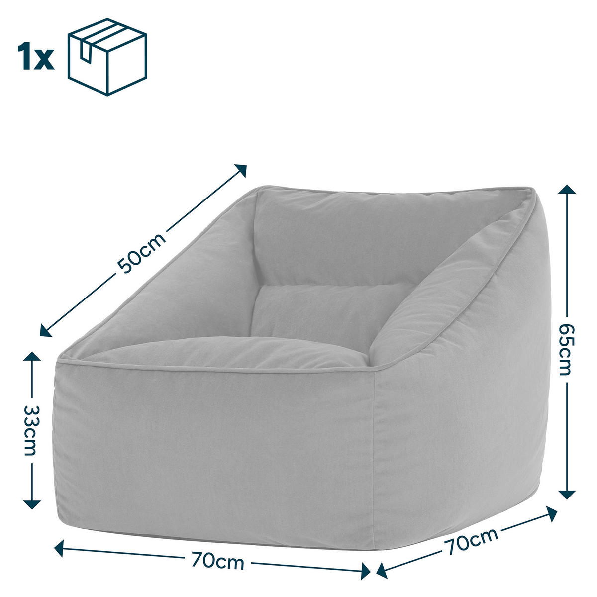 SITZSACK Sessel Natalia - Grau, Textil (70/65/70cm) - icon