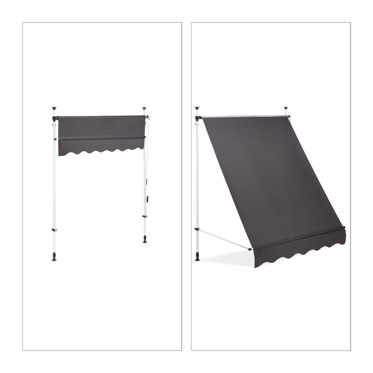 KLEMMMARKISE - Anthrazit, Textil/Metall (150/300/120cm) - Relaxdays