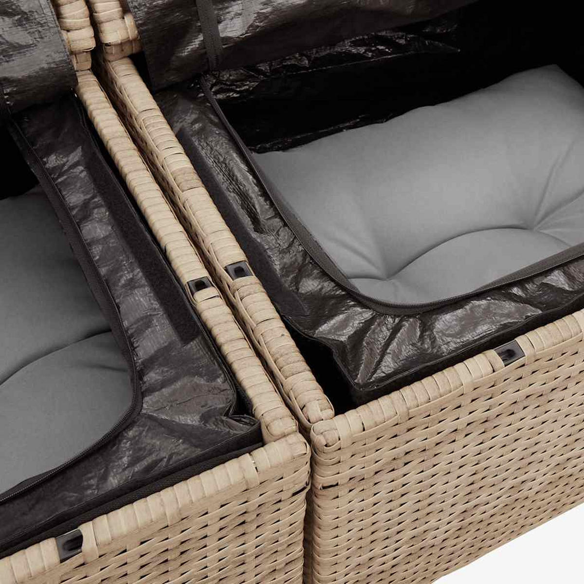 GARTENSOFA Mit Kissen 2-Sitzer Beige Poly Rattan - Beige, Kunststoff (124/69/62cm) - vidaXL