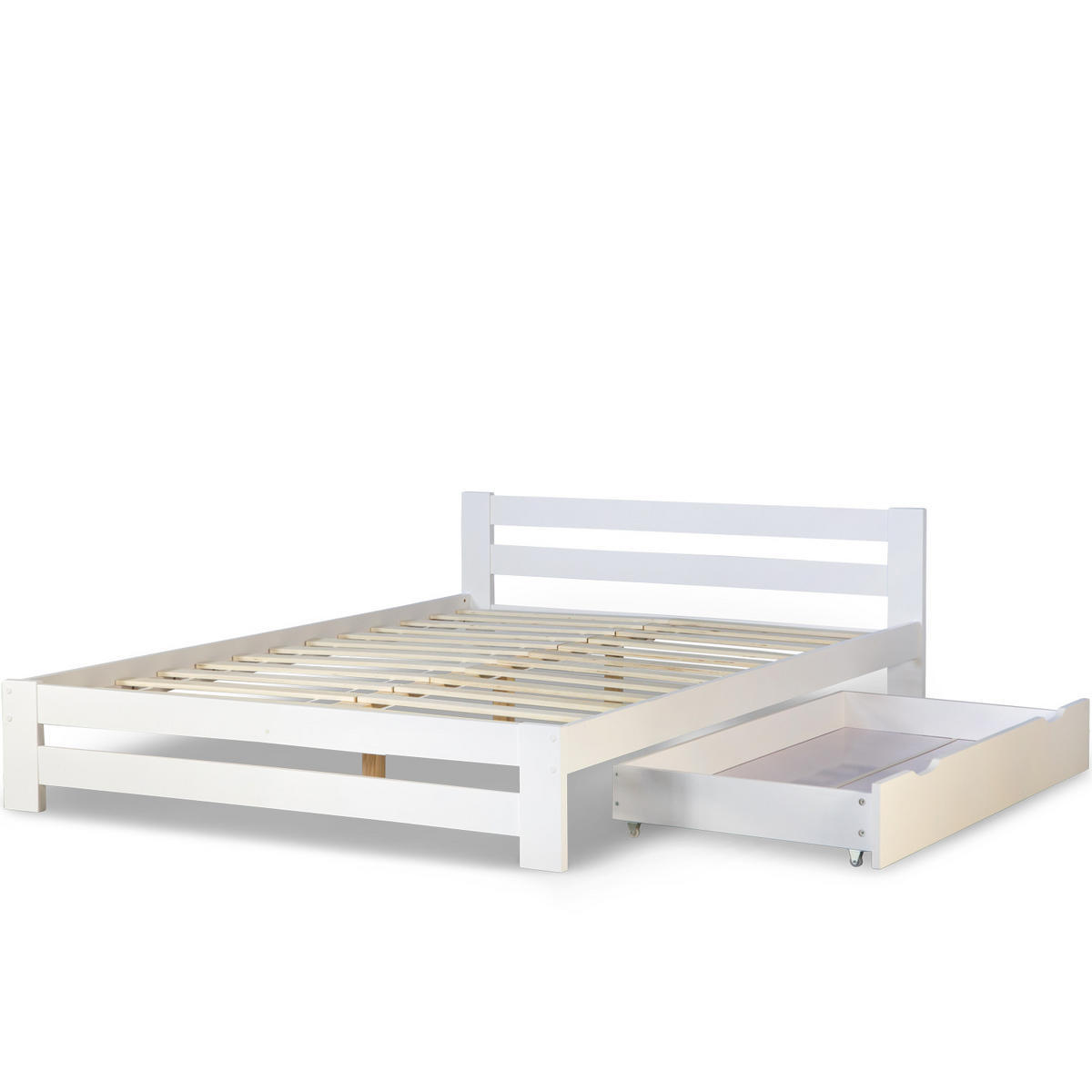 HOLZBETT mit Stauraum 140/200 cm weiß - Weiß, Holz (140/200cm) - Homestyle4u