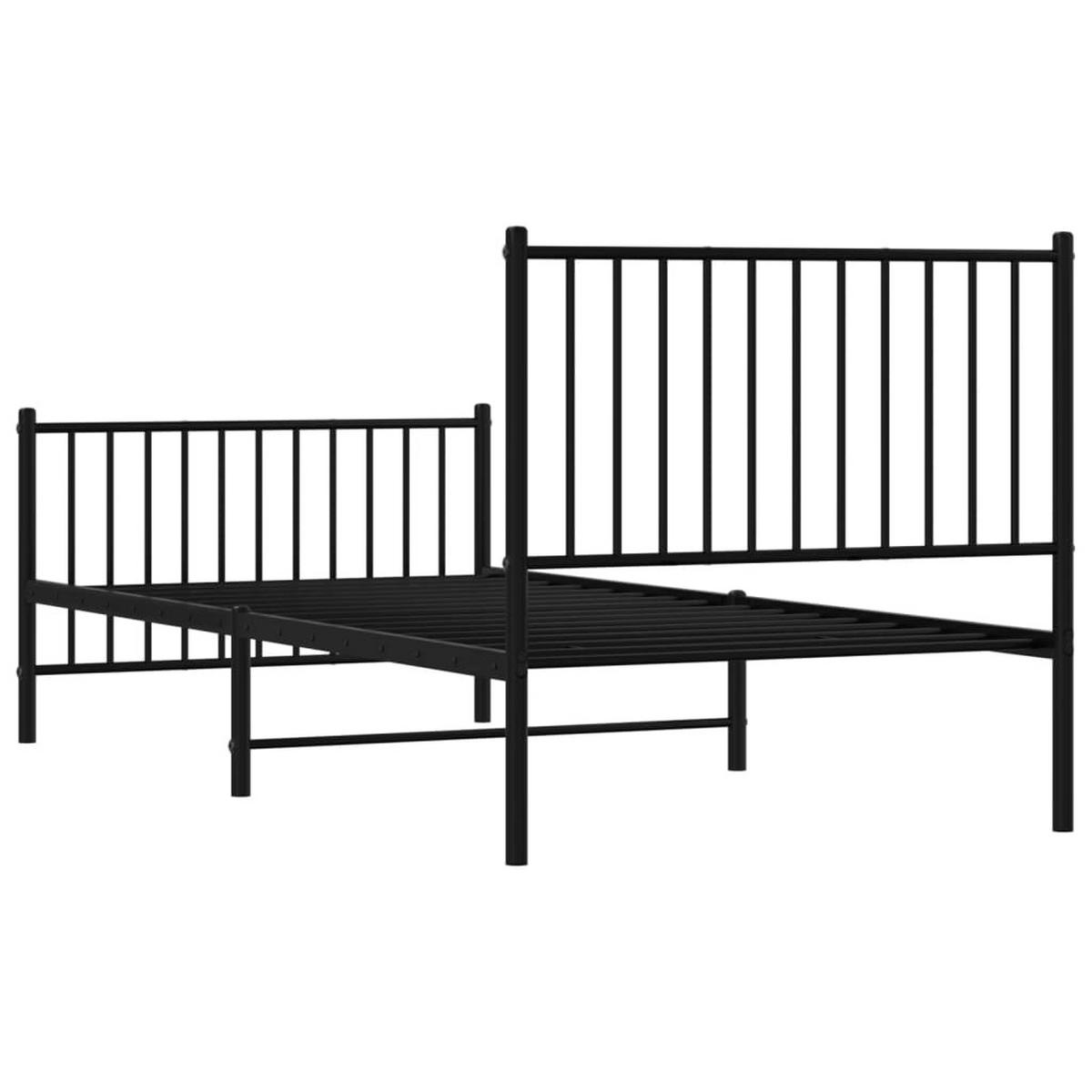 BETTGESTELL Mit Kopf- Und Fussteil Metall Schwarz 90/200 Cm - Schwarz, Metall (90/200cm) - vidaXL