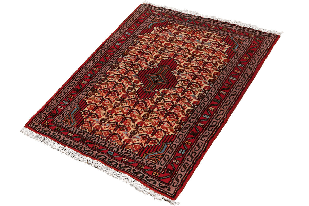ORIENTTEPPICH handgeknüpft Assadabad Beige, Rot 95/65 cm Schurwolle - Beige/Rot, Textil (65/95cm) - Looma