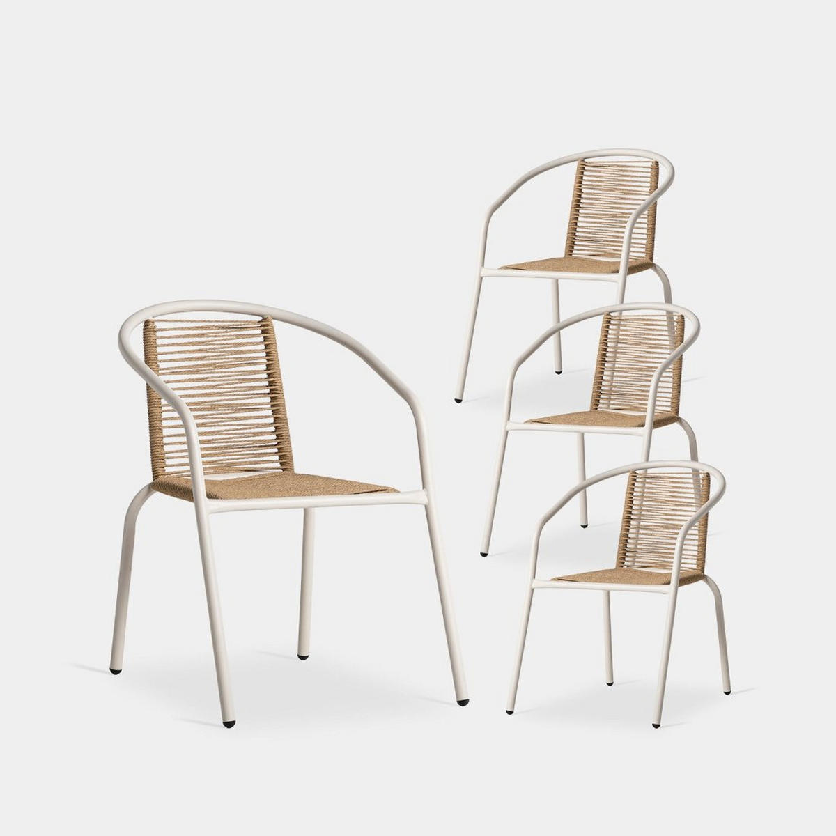 GARTENSTUHL Sakda Beige 52 cm x 74 cm 4er-Set - Beige, Metall (52/74/66cm) - Klast Home