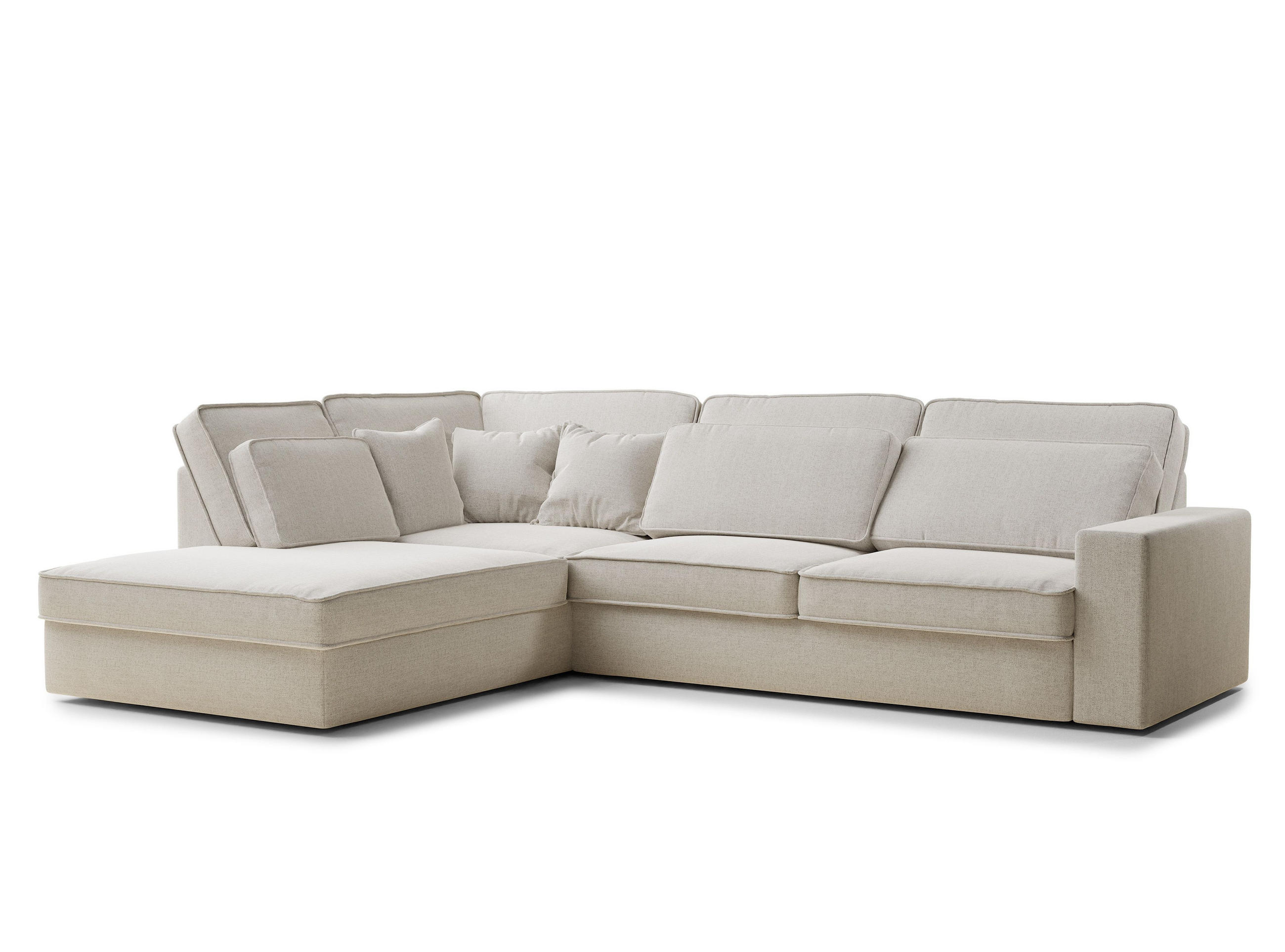 ECKSOFA Kirou Hellbeige Webstoff - Links Seite - Creme/Schwarz, Holz/Holzwerkstoff (225/311cm) - Maison de Reve