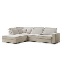ECKSOFA Kirou Hellbeige Webstoff - Links Seite - Creme/Schwarz, Holz/Holzwerkstoff (225/311cm) - Maison de Reve