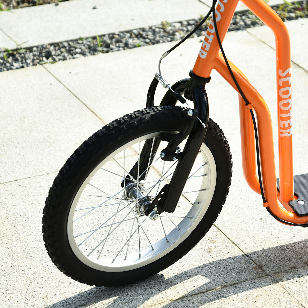 KINDERROLLER ab 5 jahre Scooter Cityroller Kinder Luftreifen verstellbar Orange - Orange, Metall (135/58/88cm) - HOMCOM