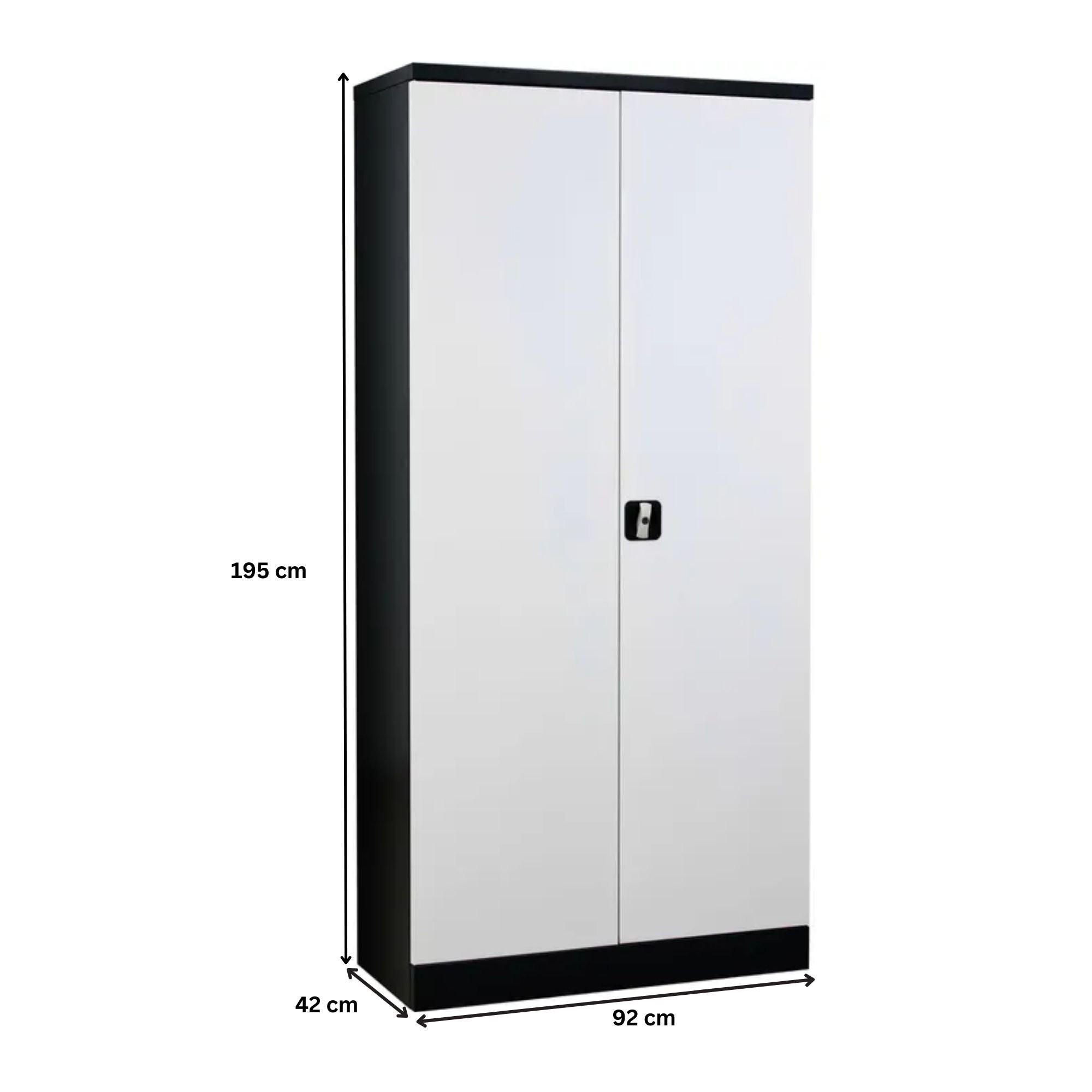STAHLSCHRANK Bee mit 9 lackierten Fachböden 195x92x42 cm Korpusfarbe Schwarz Frontfarbe Lichtgrau - Hellgrau, Metall (92/195/42cm)
