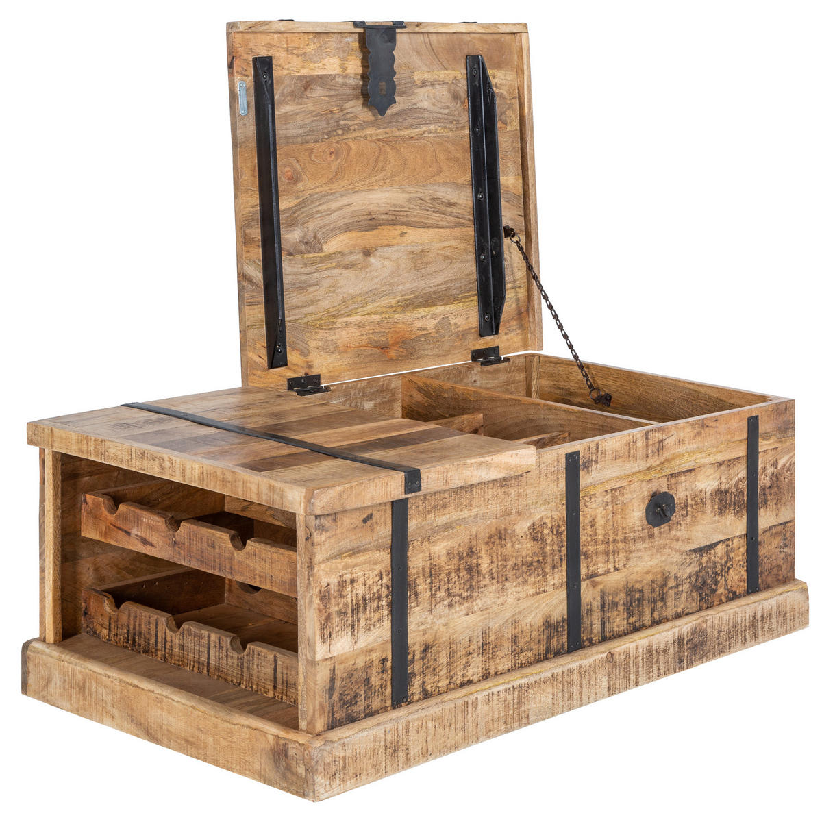 COUCHTISCH BODEGA Mango rechteckig Natur 100cm - Schwarz/Braun, Holz (60/100/40cm) - riess-ambiente
