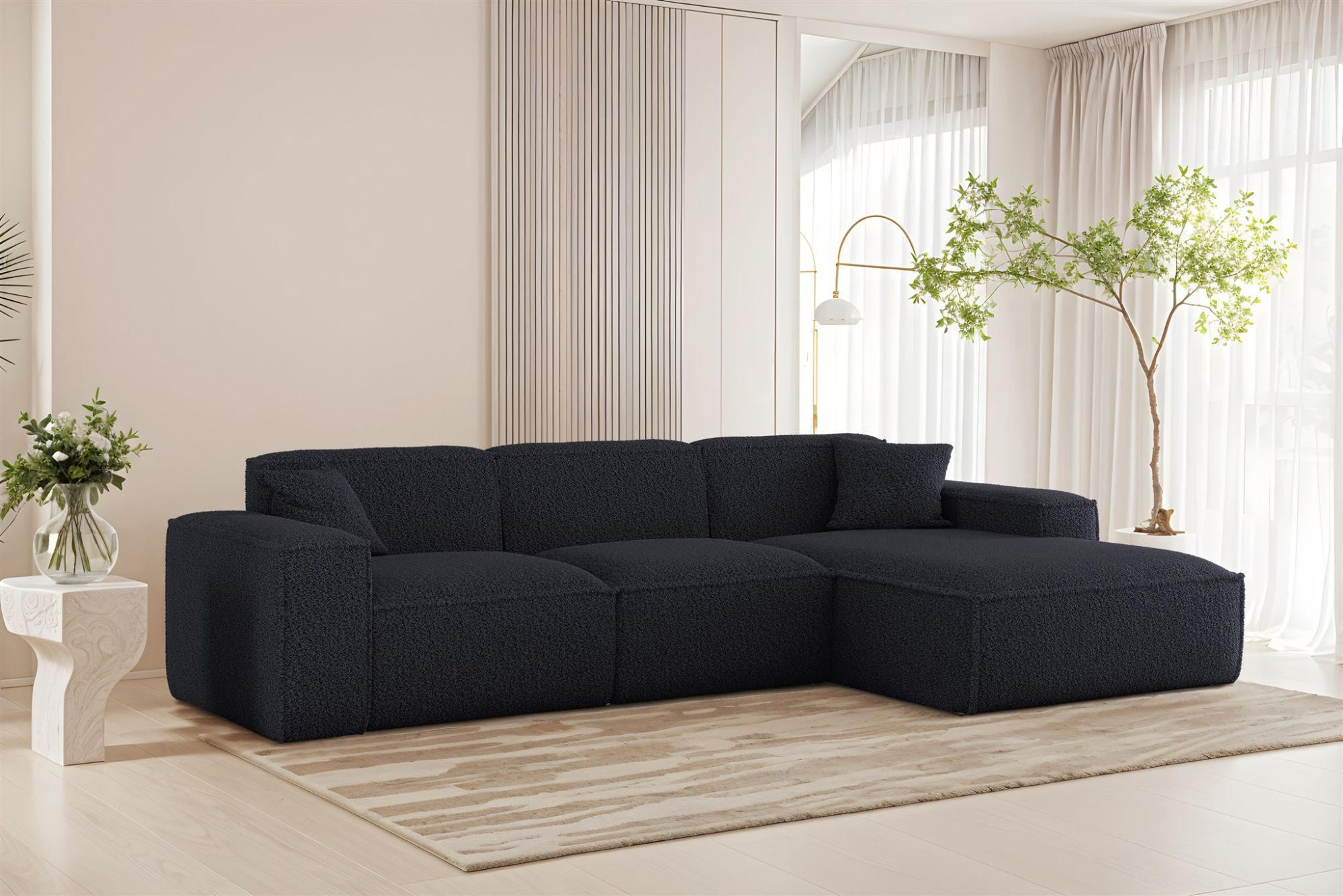 ECKSOFA Celes Premium In Sven - Blau, Holzwerkstoff/Textil (266/165cm) - Fun Möbel
