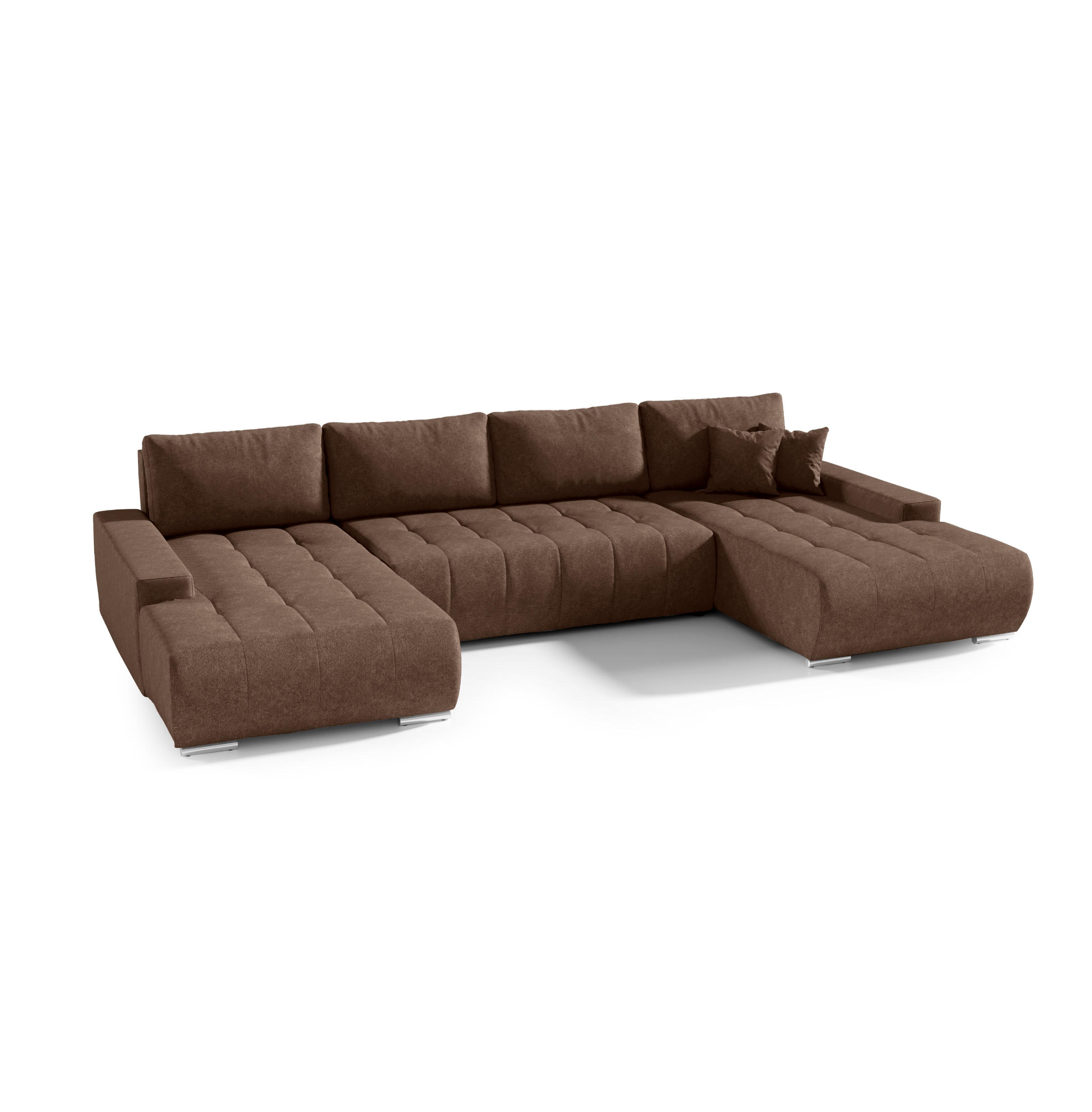 WOHNLANDSCHAFT mit Schlaffunktion Dhaka U, Braun - Dunkelbraun, Textil (185/85/350cm) - Fedve