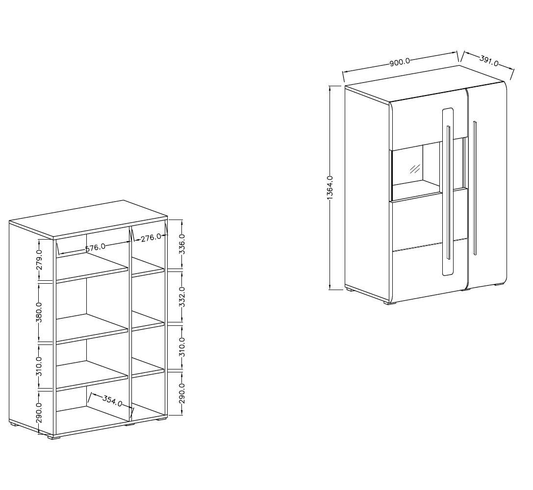 Thumbnail - Feldmann-Wohnen Highboard, Braun, Holz, 6 Fächer, Rechteckig, 90x139x39 cm, Wohnzimmer, Kommoden & Sideboards, Highboard...